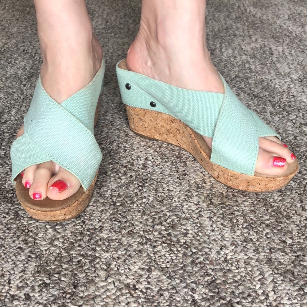 Mint colored wedges